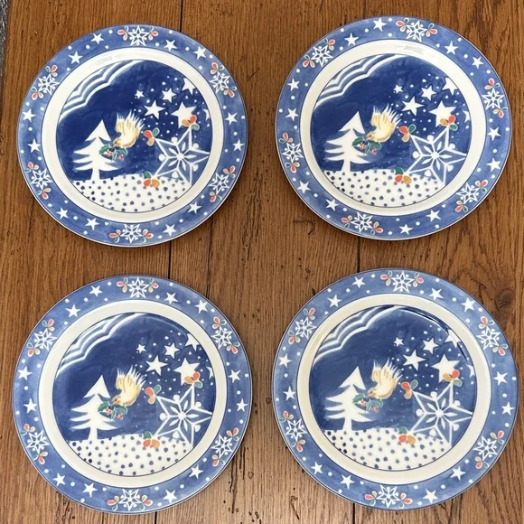 Epoch by Noritake Mr Snowman Blue and White Holiday Plate Set - Picture 5 of 10